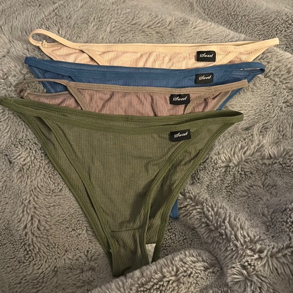 Shein Women's Ribbed Panties - Green, Blue, Beige, and Brown - Picture 4 of 4